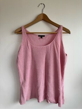 Eileen Fisher Baby Pink Cotton & Silk Blend Knit Sweater Layering Tank - Large